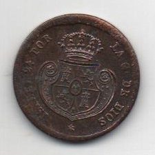 ESPAÑA ISABEL II DEL AÑO 1853 1/2 DECIMO DE REAL